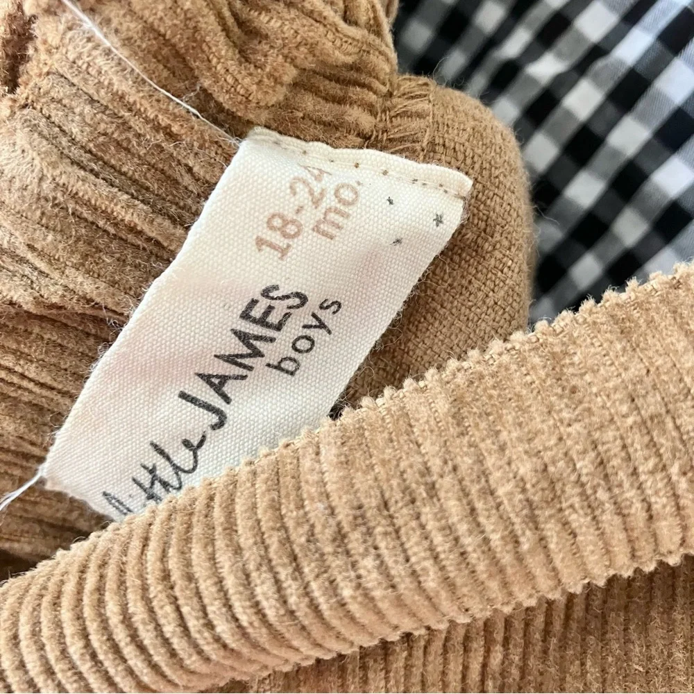 Little James Clothing Tan Corduroy Overalls‎